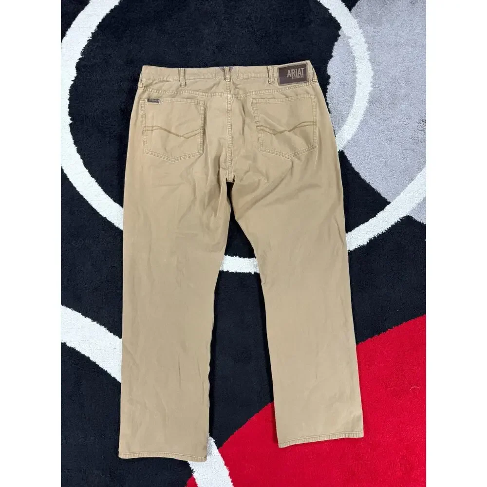Ariat M5 Jeans Mens 38x34 Brown Denim Straight Leg Workwear Stretch Cotton